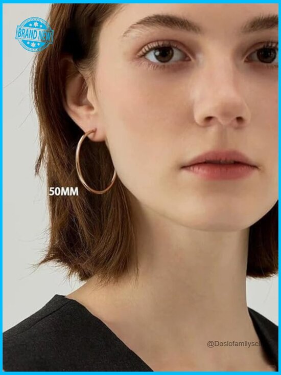 14K Gold Hoop Earrings Hypoallergenic Lightweight Classic Elegant Minimal